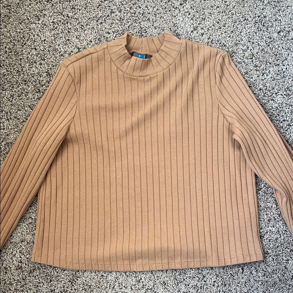 Old Navy Women’s Tan Ribbed Long Sleeve Top Size Small